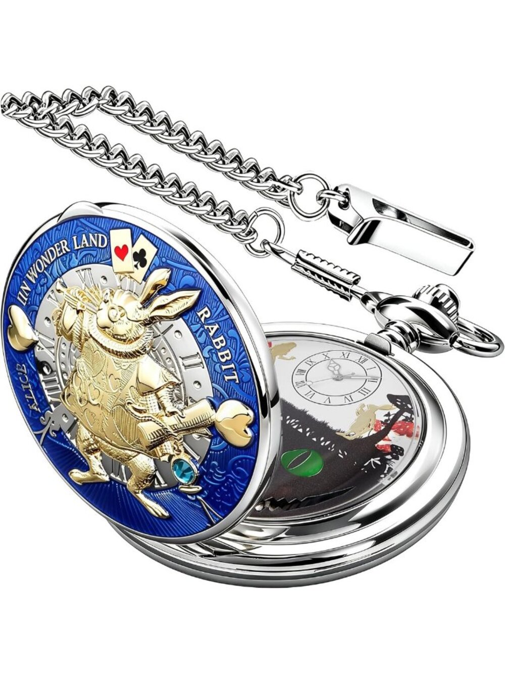 Unique Hand Crank Music Box Pocket Watch with Chain - Perfect Xmas & Graduation
